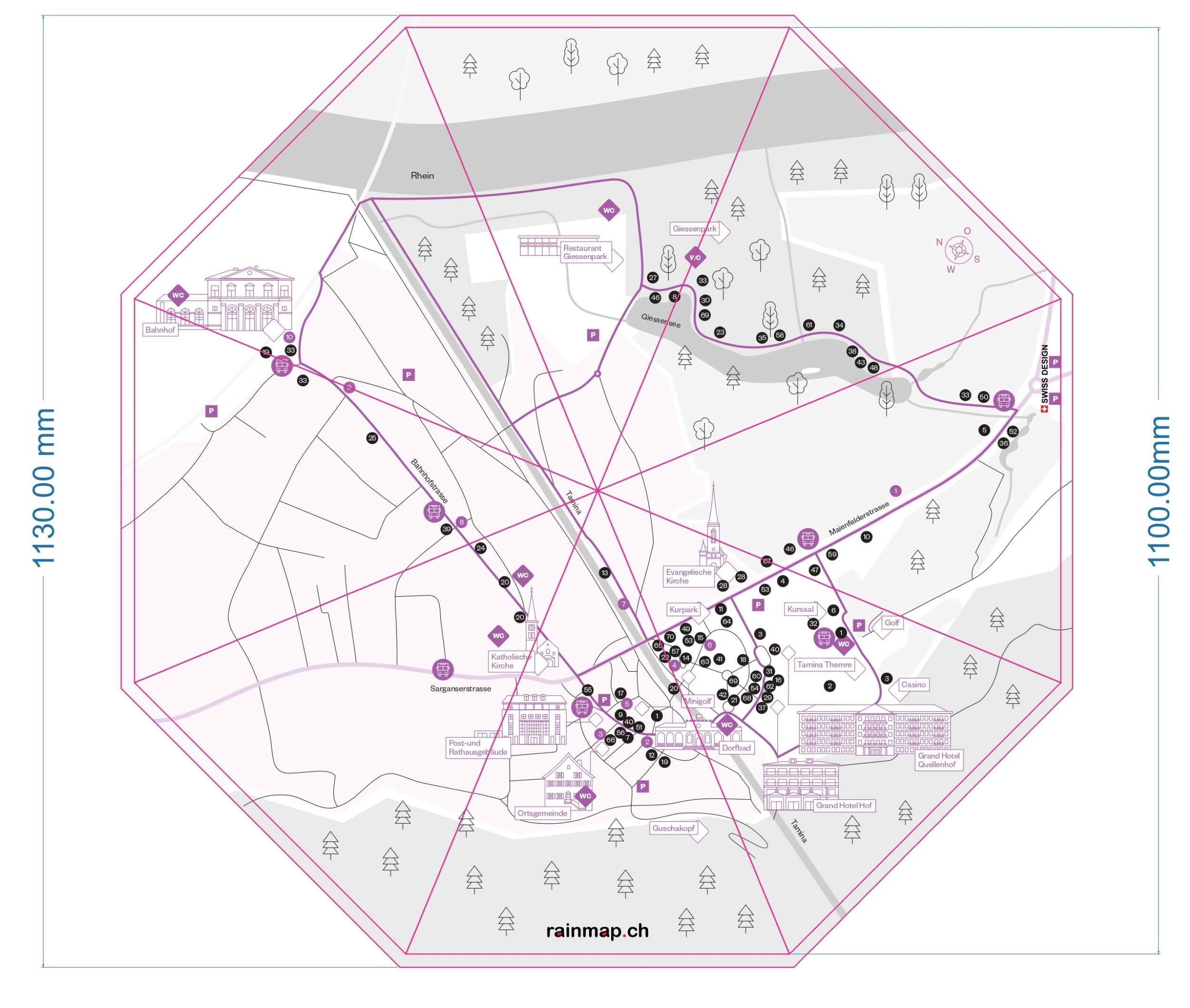 Design-Vorlage für Regenschirm Bad Ragartz – Stadtplan