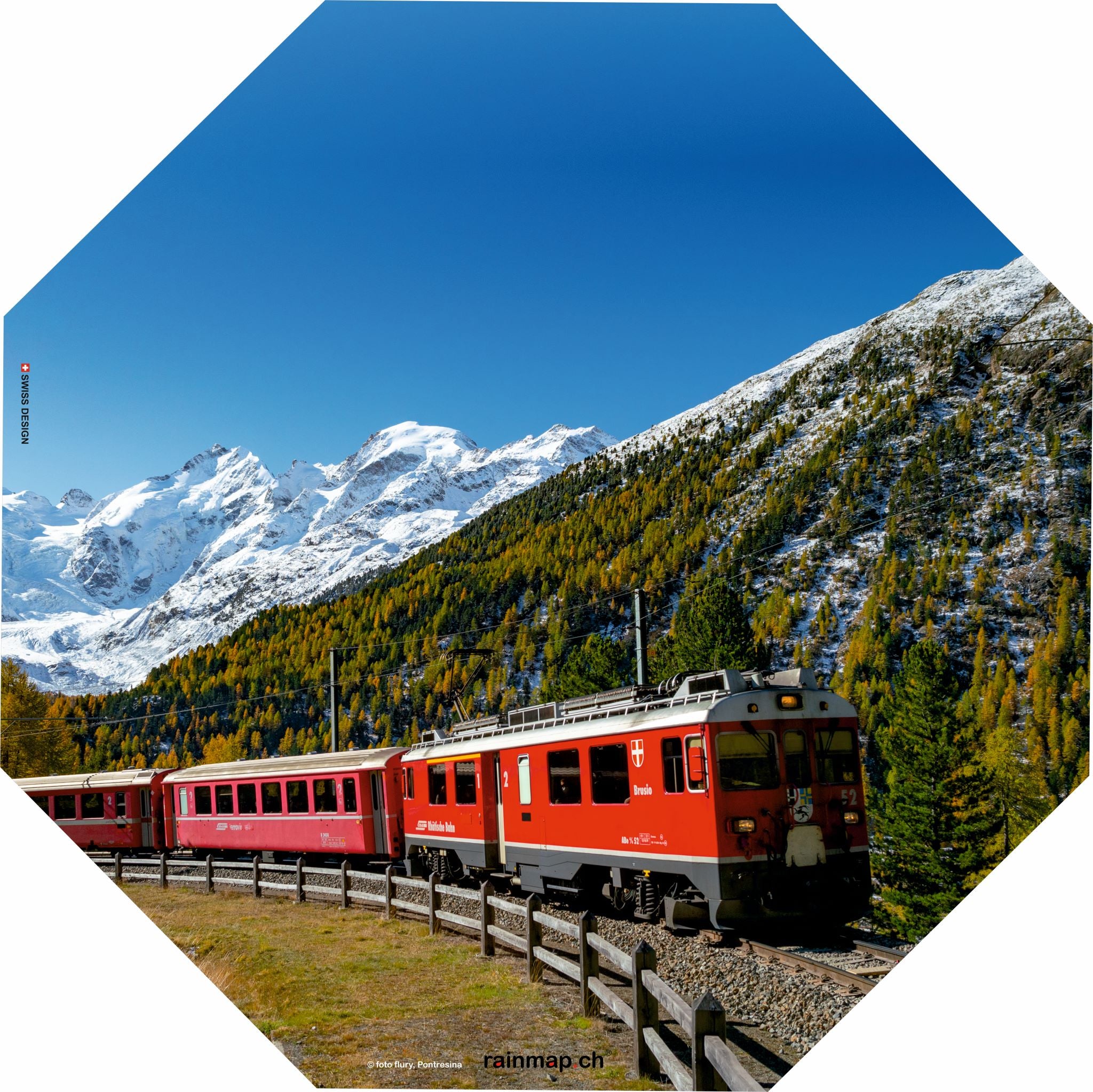 Rätische Bahn Schirm Montebello Kurve