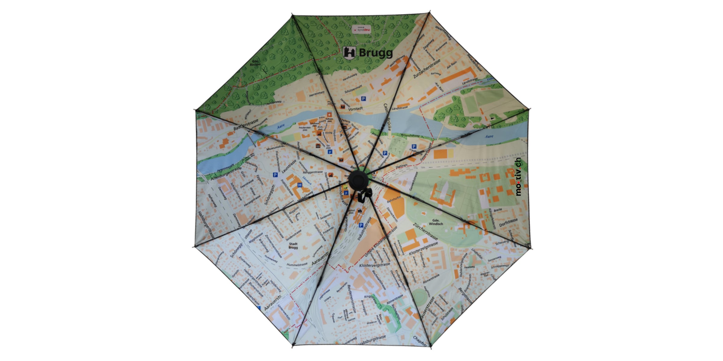 Nachher: Regenschirm mit Stadtplan-Design – Zürich Beispiel